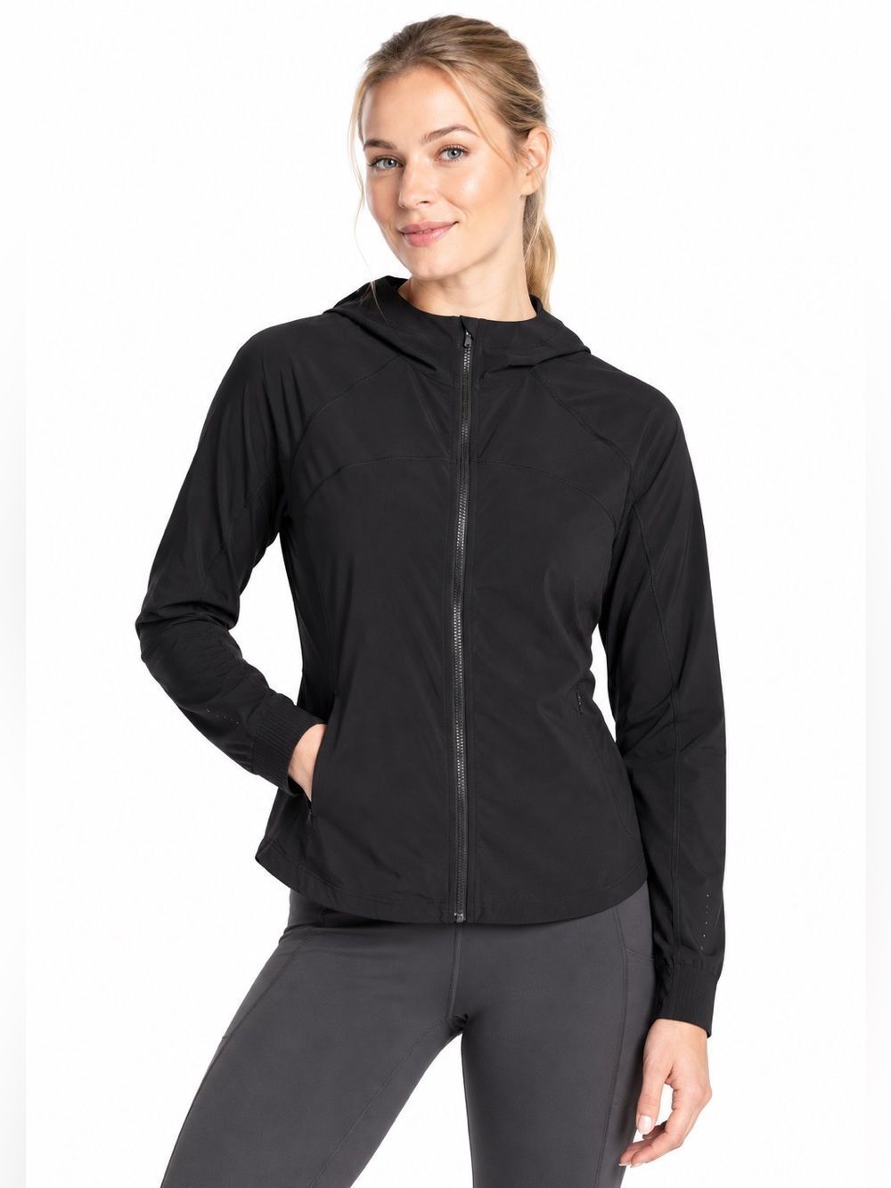 Athleta Run Free Activewear Lightweight Hoodie Jacket S Black